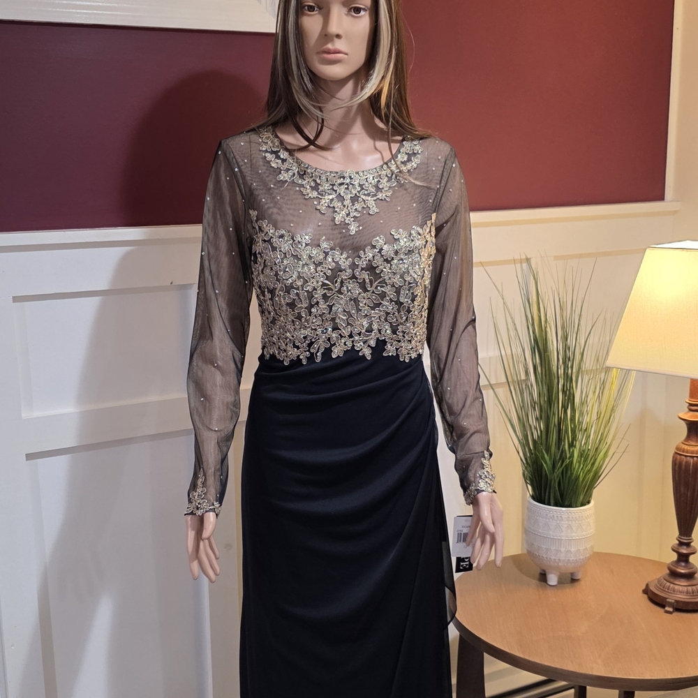 Elegant Black and Gold Evening Gown